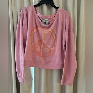 PINK Victoria's Secret Pink Cropped Peace Graphic Crewneck Sweatshirt oversized